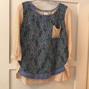EUC Anthropologie mixed pattern shirt - size M